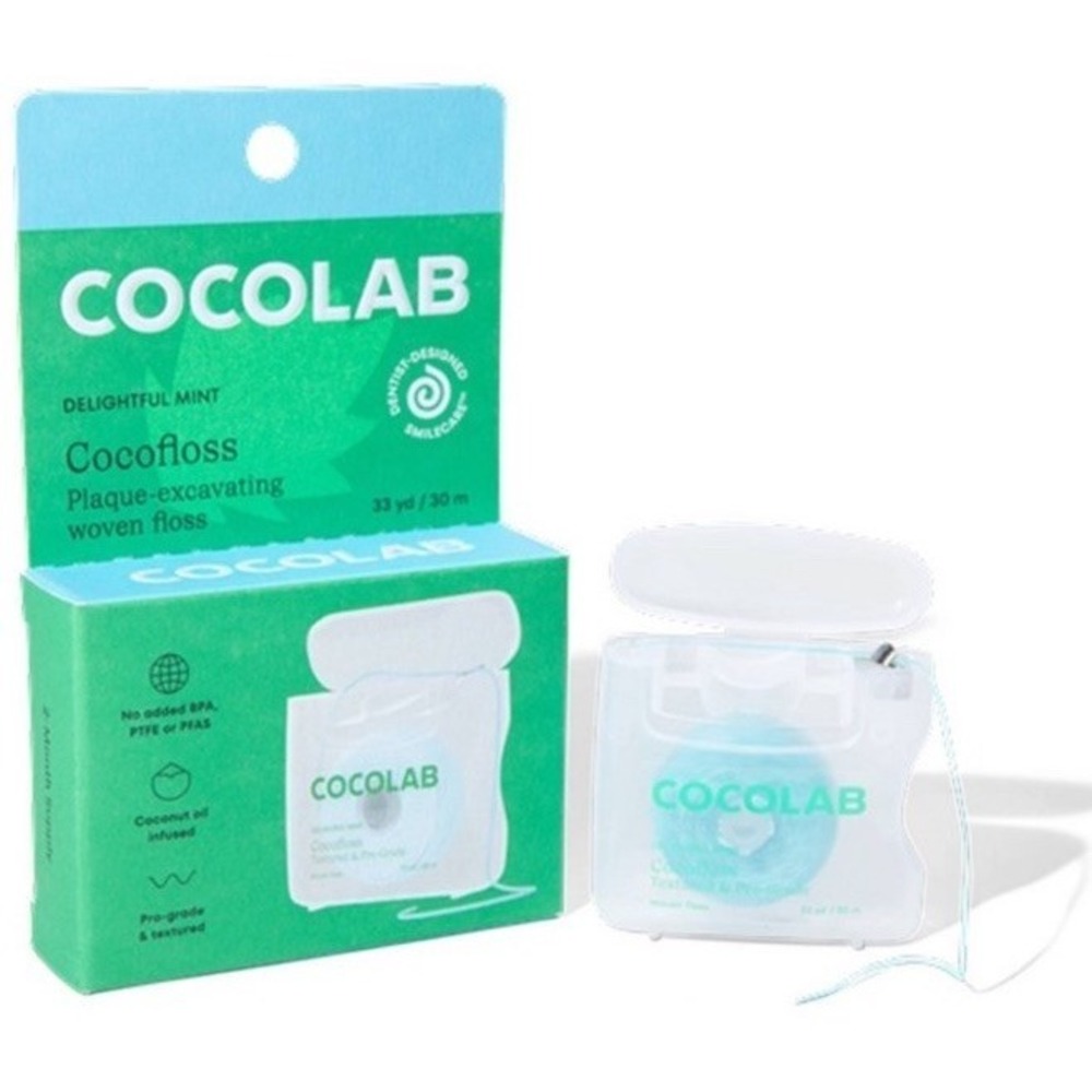 Cocolab Delightful Mint Woven Dental Floss, Textured & Pro-Grade, 33 yd